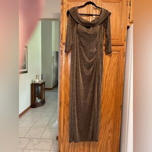 Alex Evenings Shimmering Gold Long Sleeve Dress